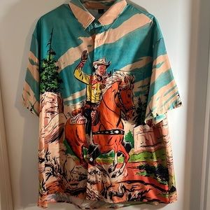 Cowboy print button up shirt